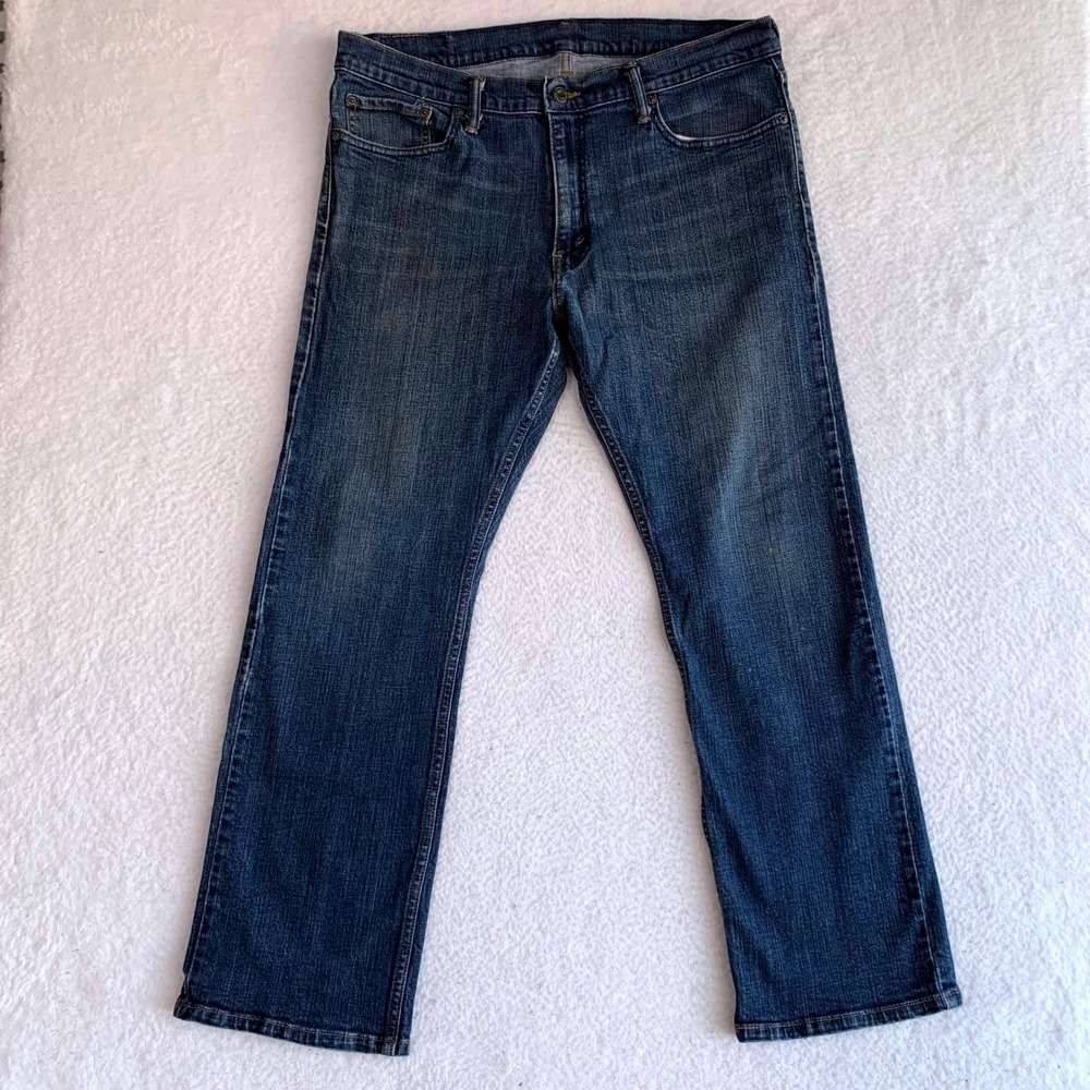 Levis 514 Straight Fit Jeans Mens 36x30 (FITS 35x28) Blue Denim Zip (Stains)